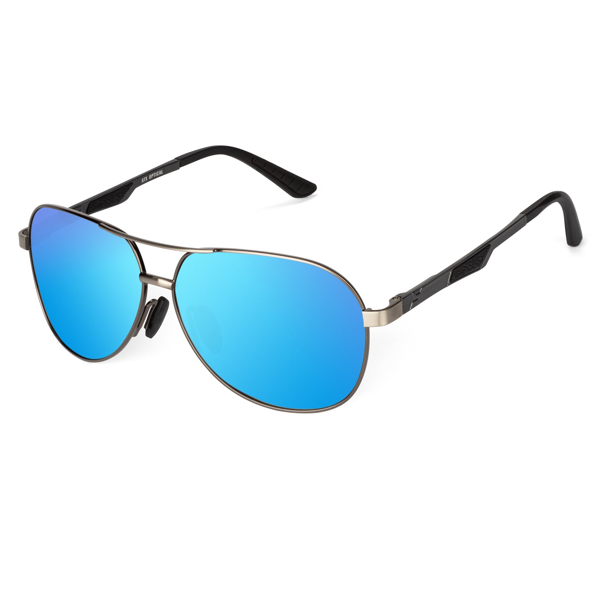 ATX Optical XXL Classic Round Aviator Polarized Sunglasses 150mm Wide Gunmetal / Blue
